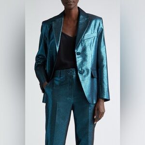 Metallic Stretch Blazer & Pants 
ST. JOHN